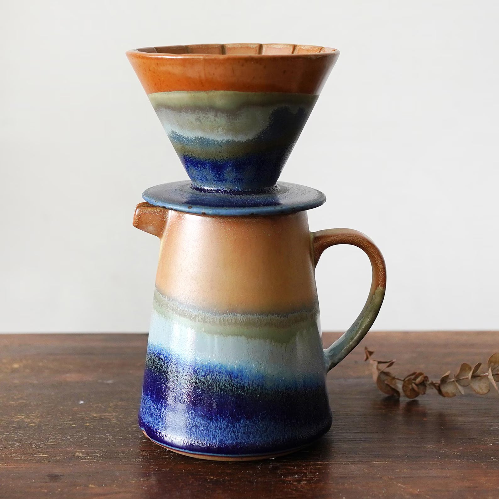 Ceramic Coffee dripper set,Coffee Jug,Blue Ceramic Pour Over Coffee Server with Dripper ,Pour Over Coffee Maker Set,Coffee Dripper Gift Set