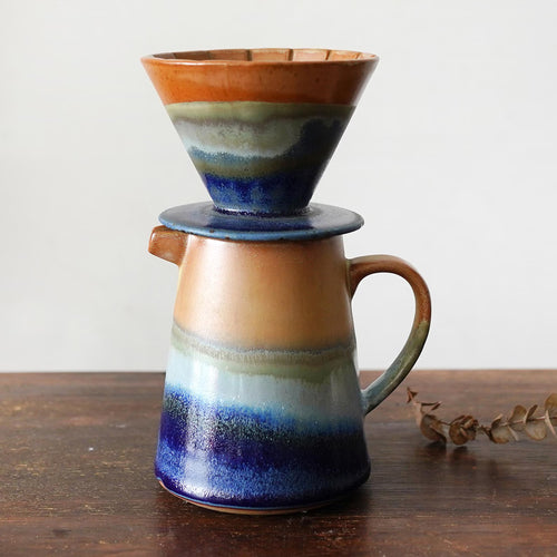 Ceramic Coffee dripper set,Coffee Jug,Blue Ceramic Pour Over Coffee Server with Dripper ,Pour Over Coffee Maker Set,Coffee Dripper Gift Set