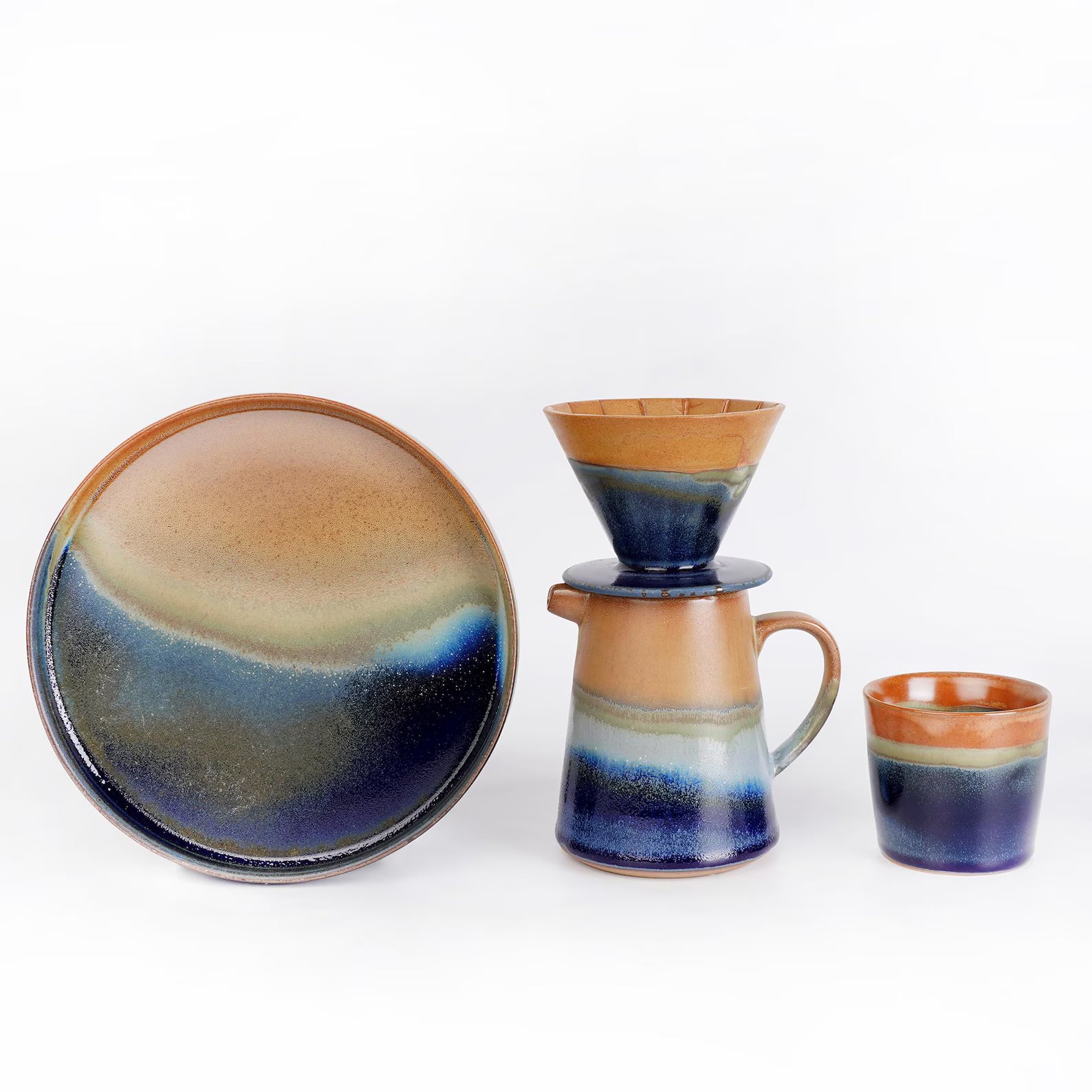 Ceramic Coffee dripper set,Coffee Jug,Blue Ceramic Pour Over Coffee Server with Dripper ,Pour Over Coffee Maker Set,Coffee Dripper Gift Set