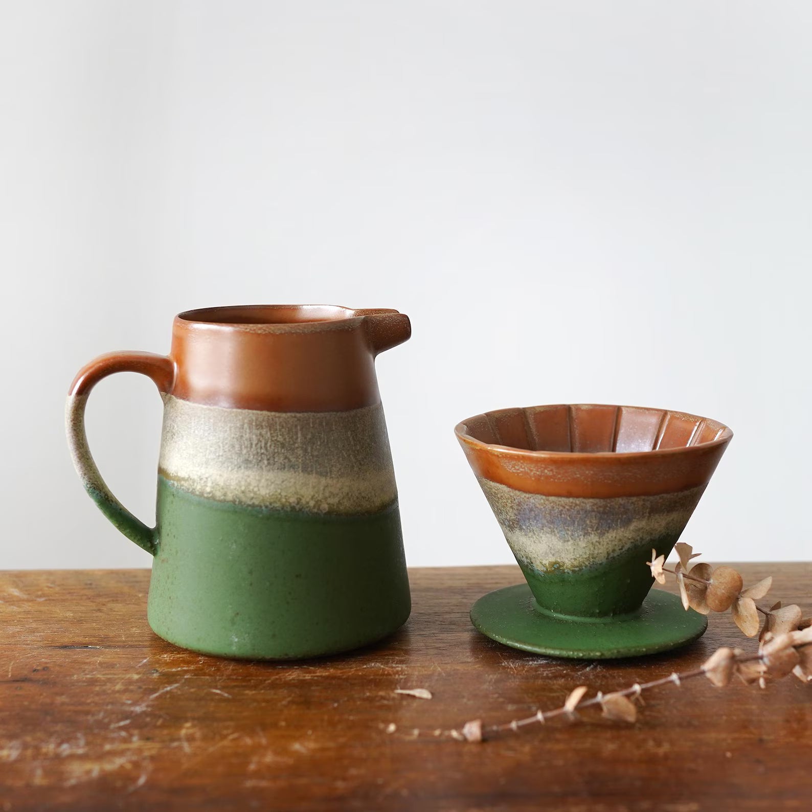 Ceramic Coffee dripper set,Green Ceramic Pour Over Coffee Server with Dripper ,Pour Over Coffee Maker Set,Coffee Gift Set,Teacher Gift