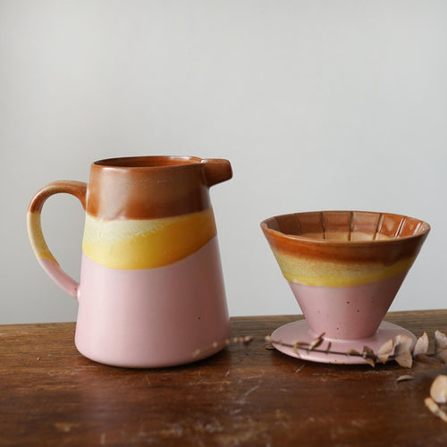 Ceramic Coffee dripper set,Coffee Jug,Pink Ceramic Pour Over Coffee Server with Dripper ,Pour Over Coffee Maker Set,Coffee Dripper Gift Set
