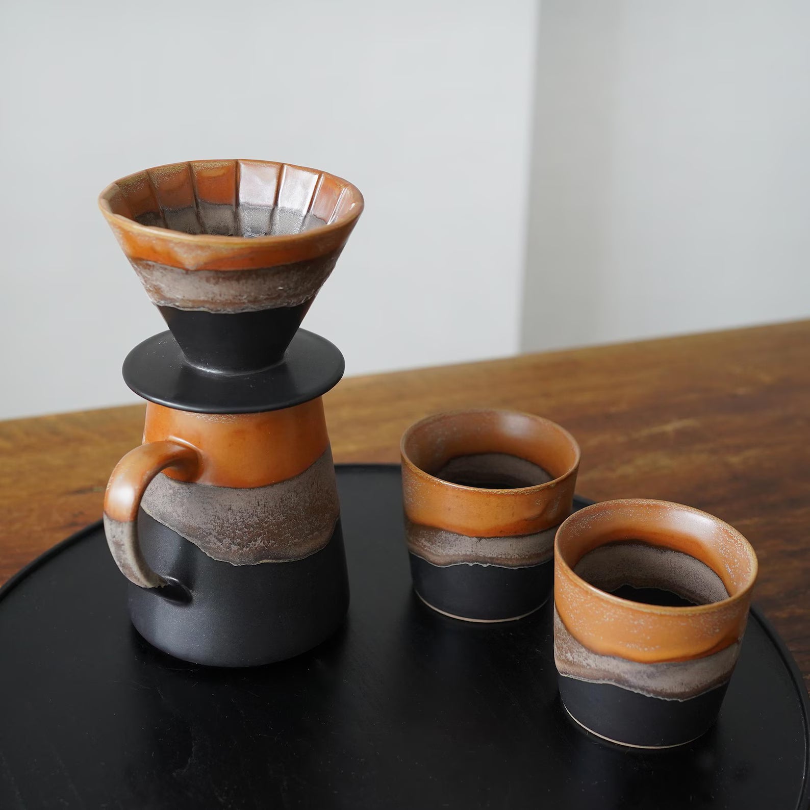 Ceramic Coffee dripper set,Coffee Jug,Black Ceramic Pour Over Coffee Server with Dripper ,Pour Over Coffee Maker Set,Coffee Dripper Gift Set