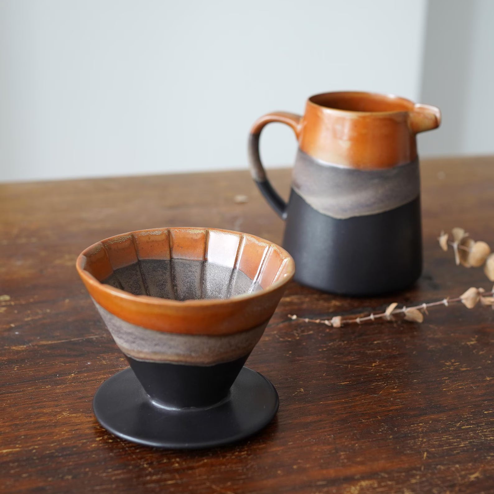 Ceramic Coffee dripper set,Coffee Jug,Black Ceramic Pour Over Coffee Server with Dripper ,Pour Over Coffee Maker Set,Coffee Dripper Gift Set