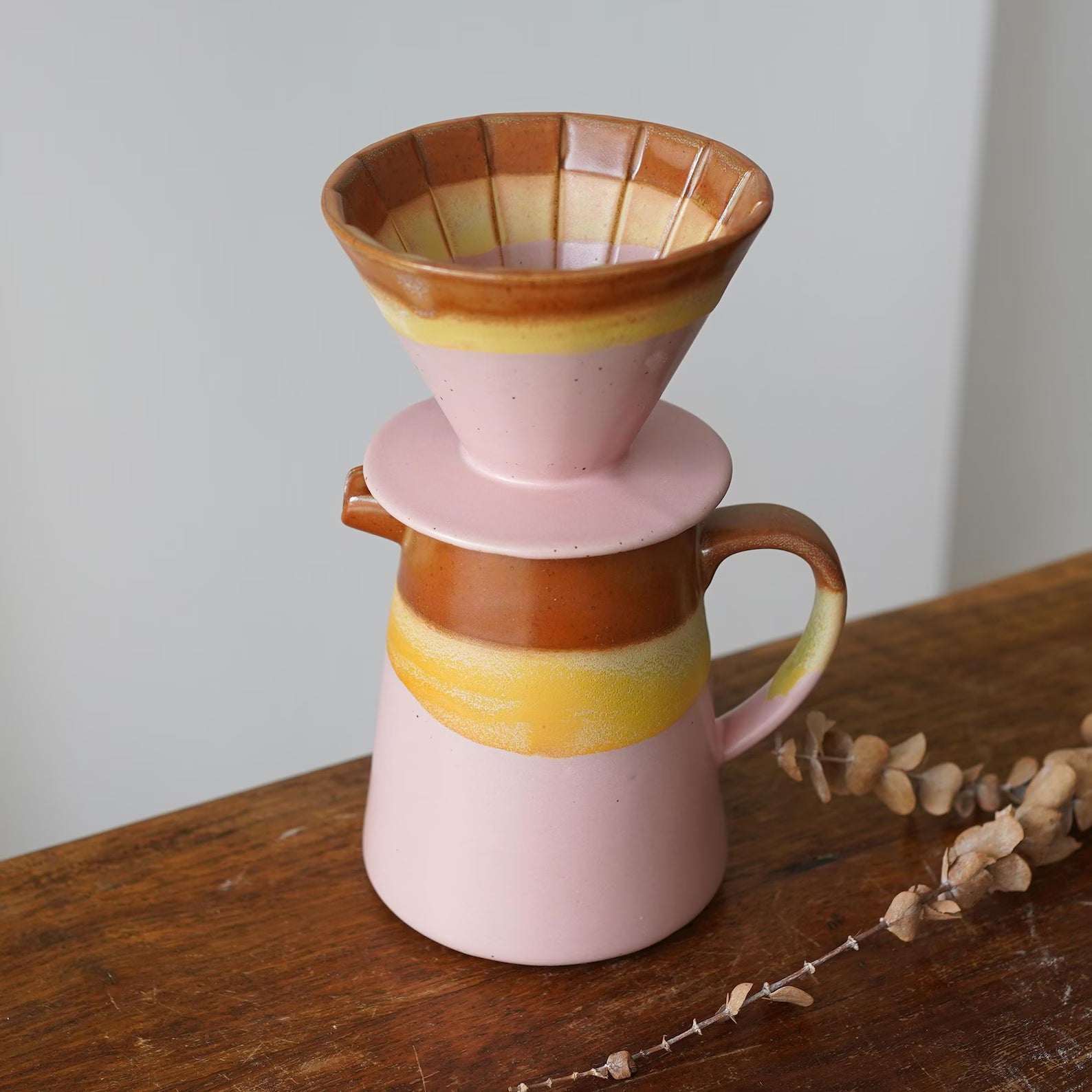 Ceramic Coffee dripper set,Coffee Jug,Pink Ceramic Pour Over Coffee Server with Dripper ,Pour Over Coffee Maker Set,Coffee Dripper Gift Set