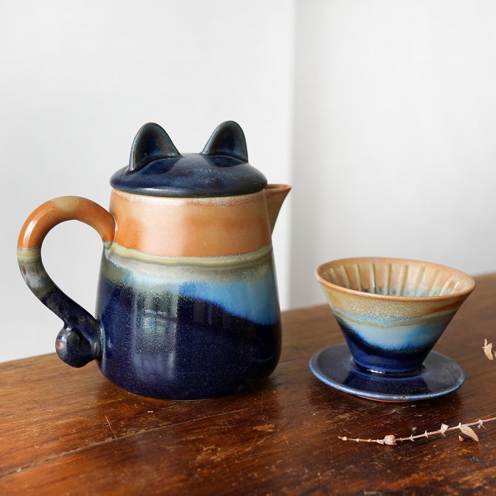 Large 31oz / Family Size Dripper with Jug,Blue Ceramic Pour Over ,Pour Over Coffee Maker Set,Gift for Coffee Lovers,Christmas gift