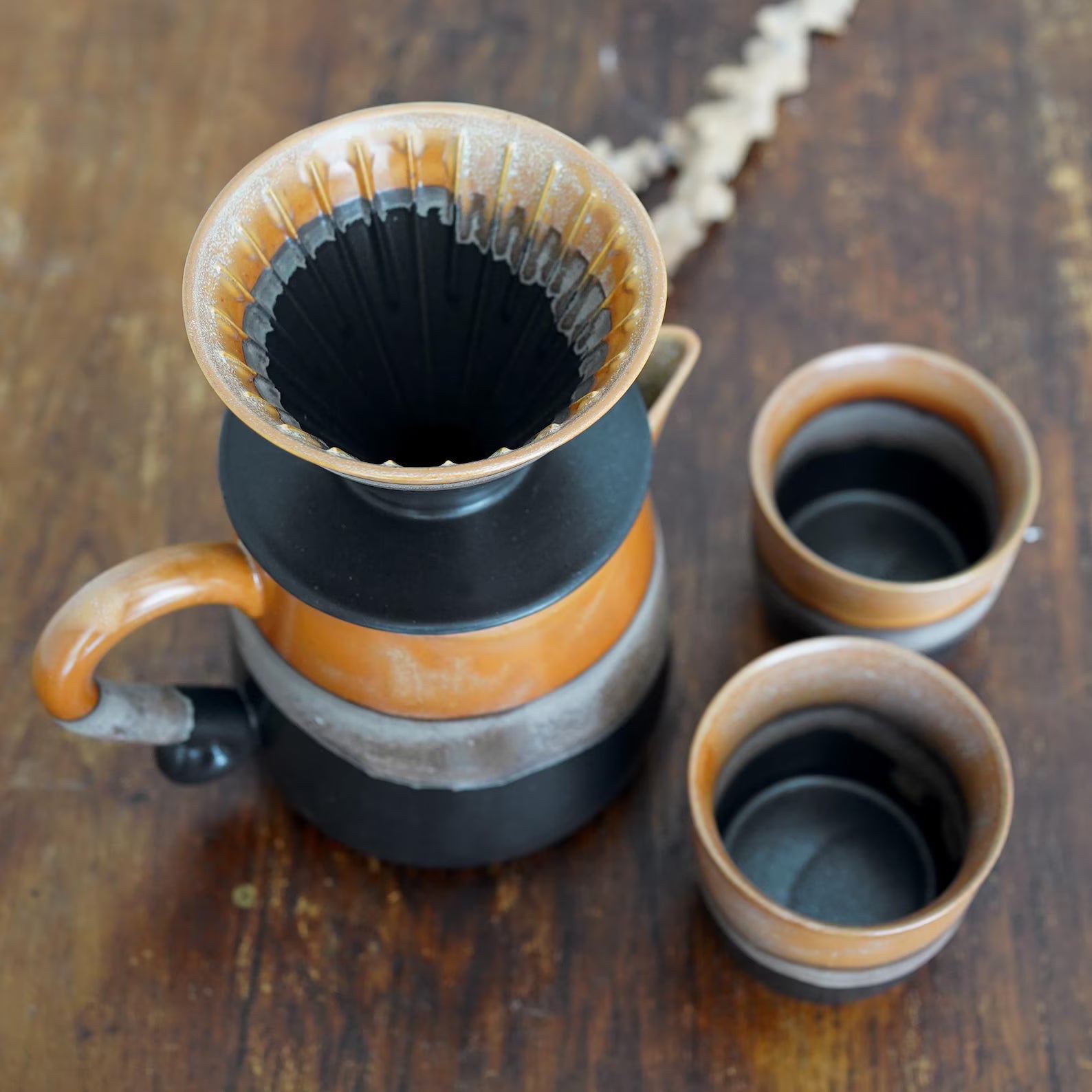 Large 31oz / Family Size Dripper with Jug,Black Ceramic Pour Over ,Pour Over Coffee Maker Set,Gift for Coffee Lovers,Christmas gift
