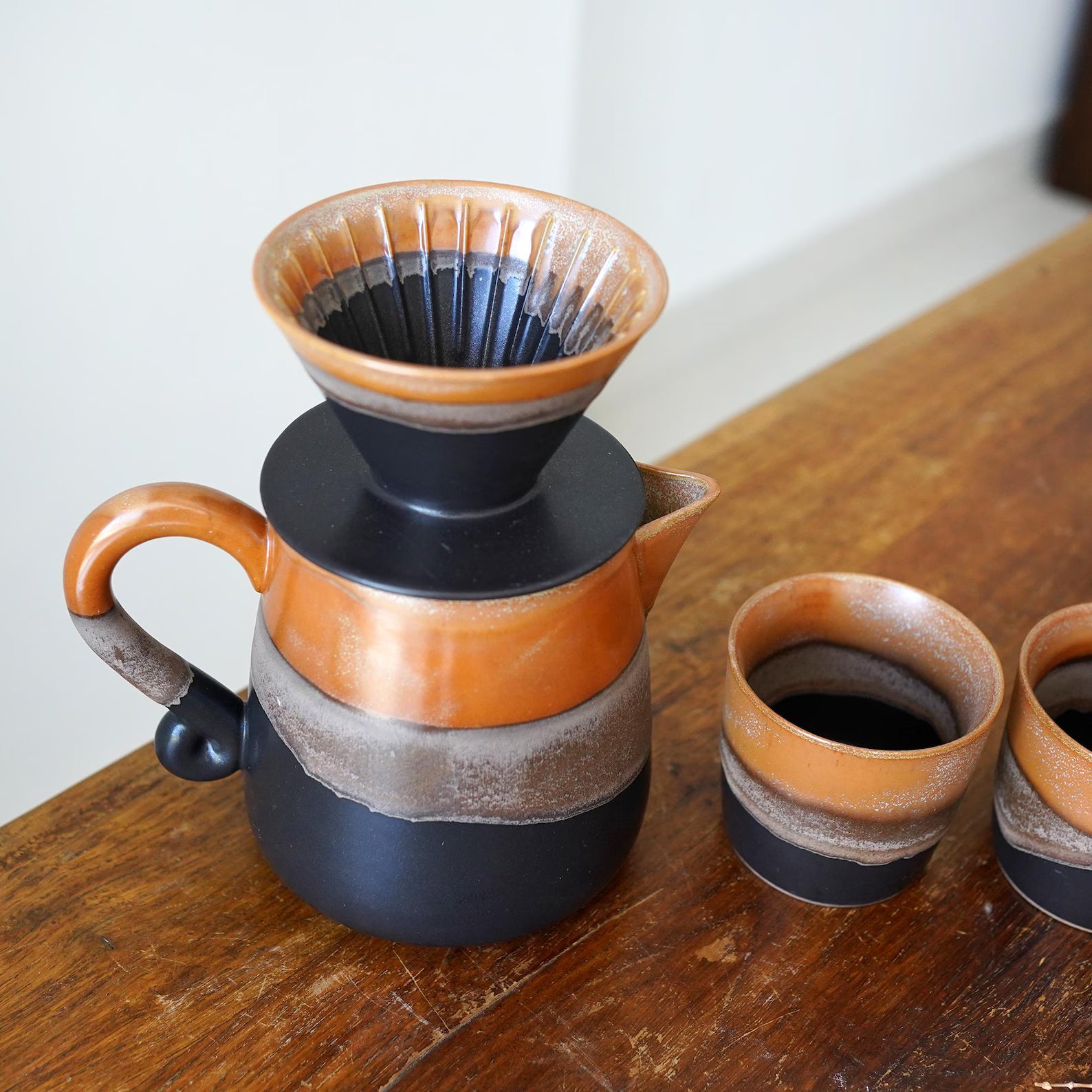 Large 31oz / Family Size Dripper with Jug,Black Ceramic Pour Over ,Pour Over Coffee Maker Set,Gift for Coffee Lovers,Christmas gift