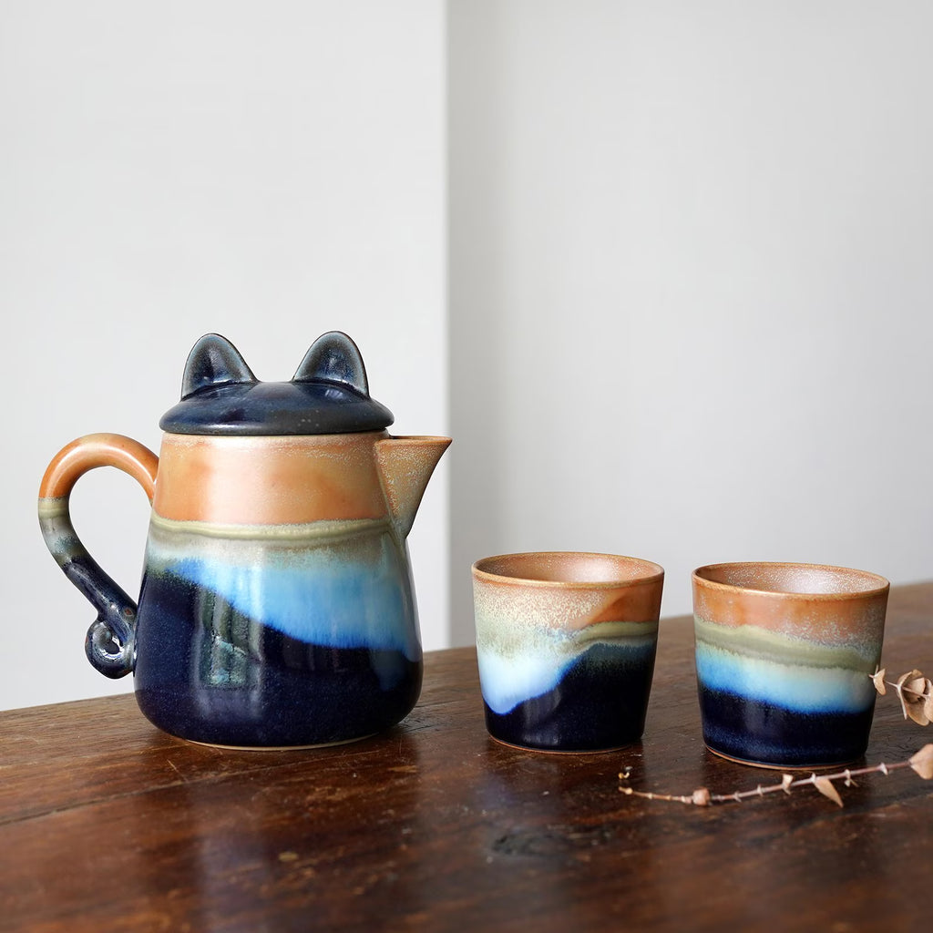 Large 31oz / Family Size Dripper with Jug,Blue Ceramic Pour Over ,Pour Over Coffee Maker Set,Gift for Coffee Lovers,Christmas gift