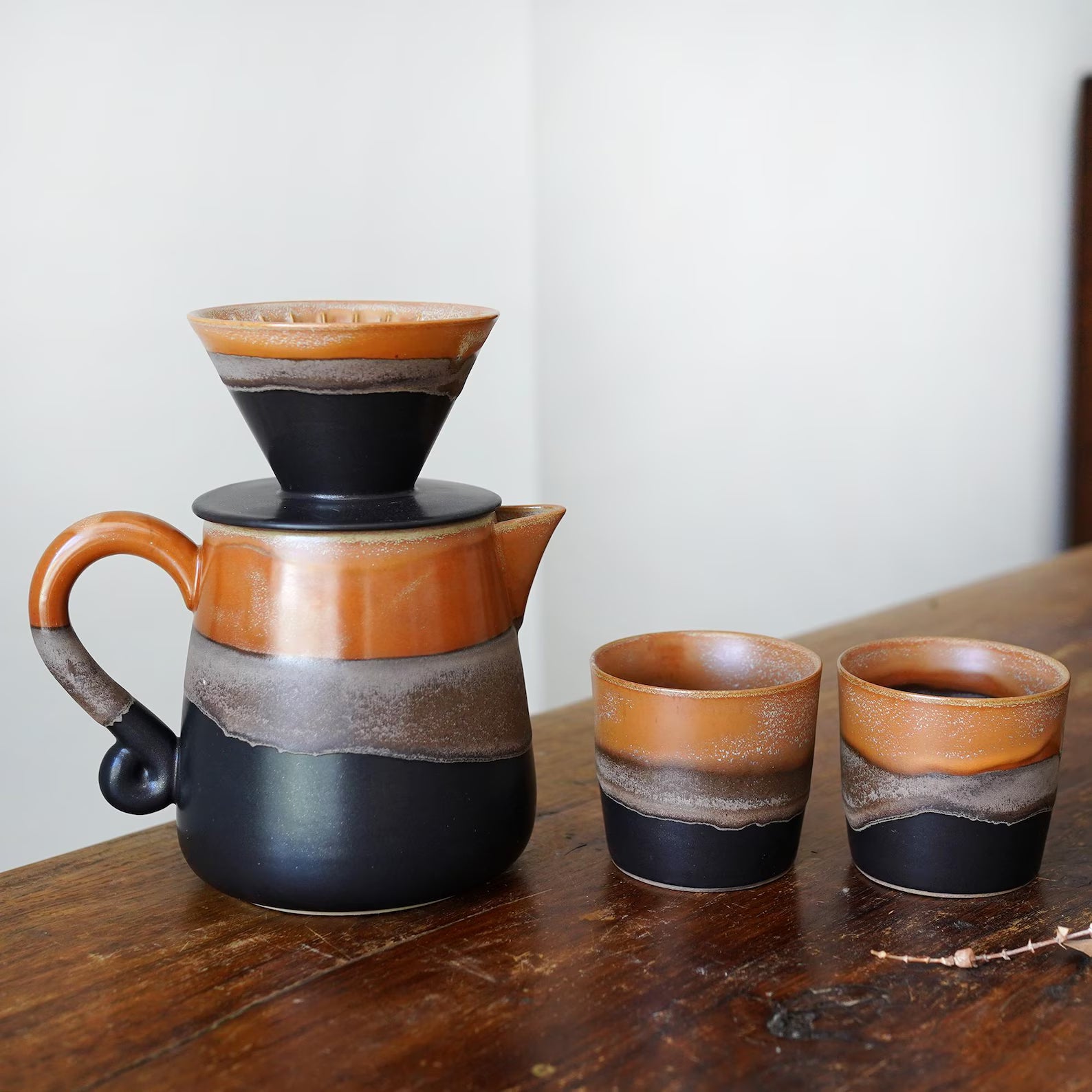 Large 31oz / Family Size Dripper with Jug,Black Ceramic Pour Over ,Pour Over Coffee Maker Set,Gift for Coffee Lovers,Christmas gift